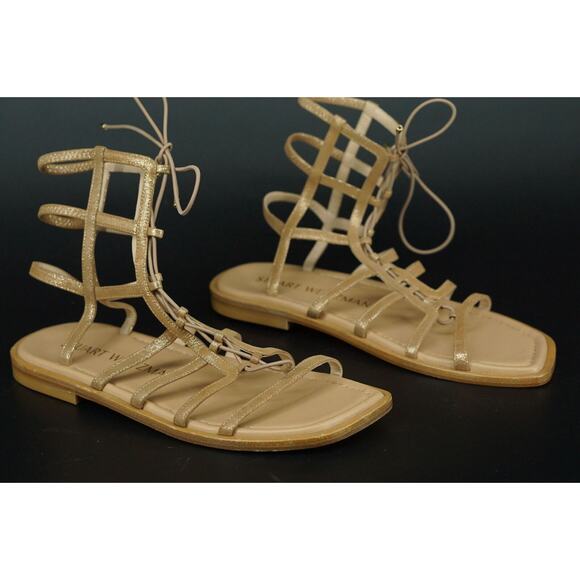 Stuart Weirzman Kora Lace-Up Gladiator Sandal Suede Size 9.5 $395 New Roman - Picture 9 of 12